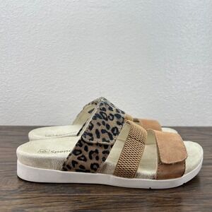 Spenco Women's Size 8.5 Three Strap Leopard Animal Print Adjstable Slide Sandals